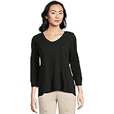 Elliott Lauren Women's Enzyme Wash Jersey-V Neck-3/4 Sleeve Tee