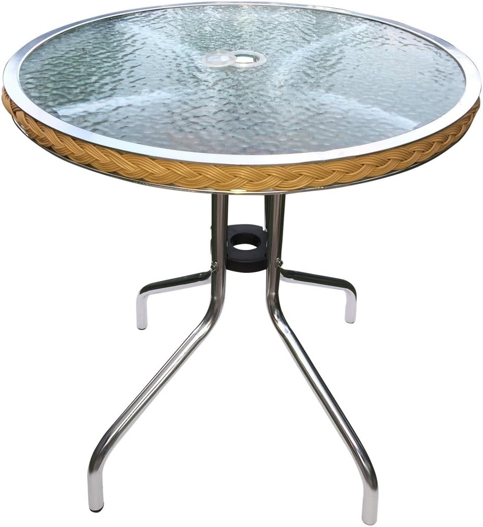 Bistro Table, Tempered Glass Patio Coffee Table, Indoors Outdoor Pool