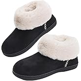 feetfreein Women's Microsuede Bootie Slippers Warm Winter Memory Foam House Shoes for Indoor Outdoor