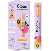 Bloom Nutrition Energy Drink Powder Packets, Peach Mango, 10 Count | Sugar Free Drink Mix with L-Theanine, B Vitamins &amp; Natural Caffeine, On the Go Powder Sticks for Natural Energy, 10 Calories