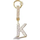 Hoheng Initial Keychain Initial Bag Charm Rhinestone Bag Charm Silver A-Z Leather Purse Charms for Handbags