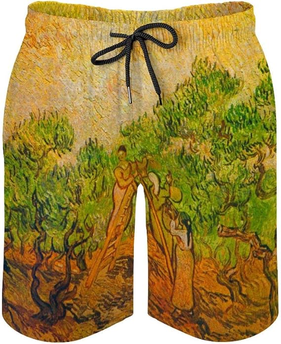 Amazon ファン ゴッホ 水着 メンズ おしゃれ サーフパンツ 人気 スイムパンツ 短パン ビーチパンツ サーフトランクスポケット付き 水陸両用 旅行 速乾 大きいサイズ ショートパンツ 通販
