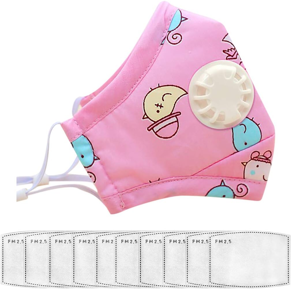 cuddty Cute Unisex Children Kids Mask Cotton Mask with 10Pcs Replaceable Pads