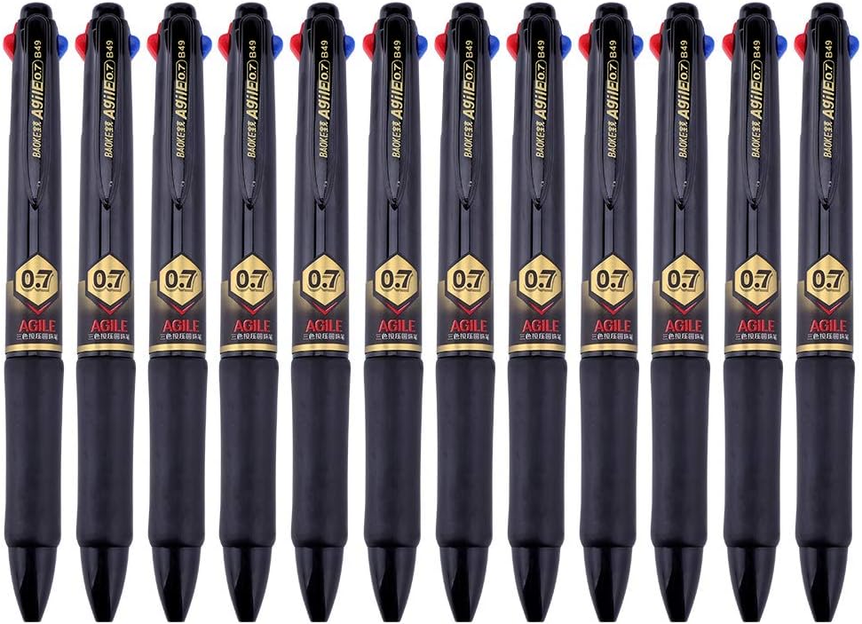 BaoKe Retractable Ballpoint Pens 3 Colors Ink (Black, Blue