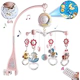 BOBXIN Berceau musical pour bébé avec projecteur et veilleuse, 150 musiques, fonction de chronométrage, boîte à musique mobil