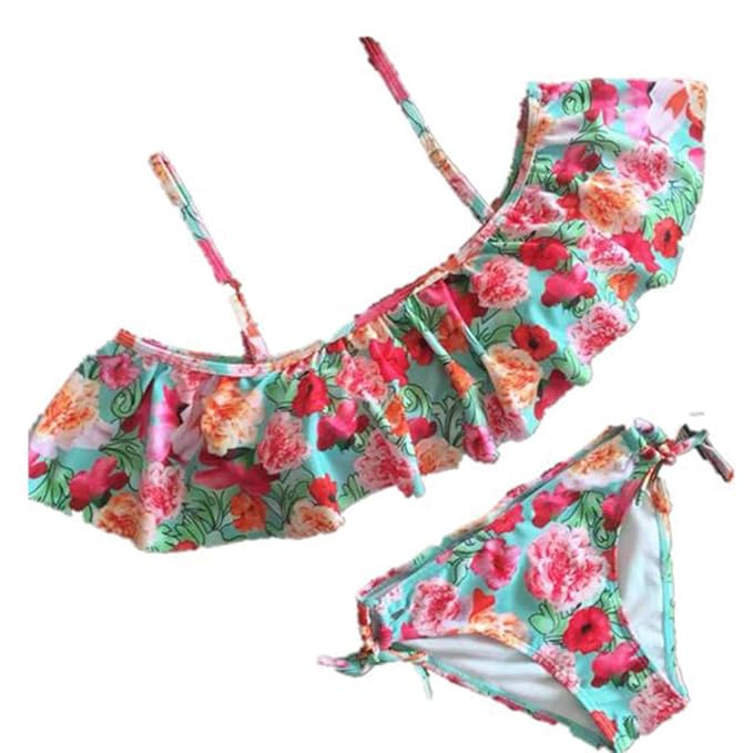 A-Artist Badeanzug Bikini Zweiteilige Bademode Schwimmanzug Sex Pareos Bandeau Badekleid Sling Blätter Drucken Badeanzüge Bad