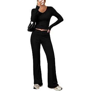 ANRABESS Women's 2 Piece Outfits 2026 Fall Lounge Set | Airport Clothes, Stretchy Athleisure Workout Set, Winter Clothing, Si