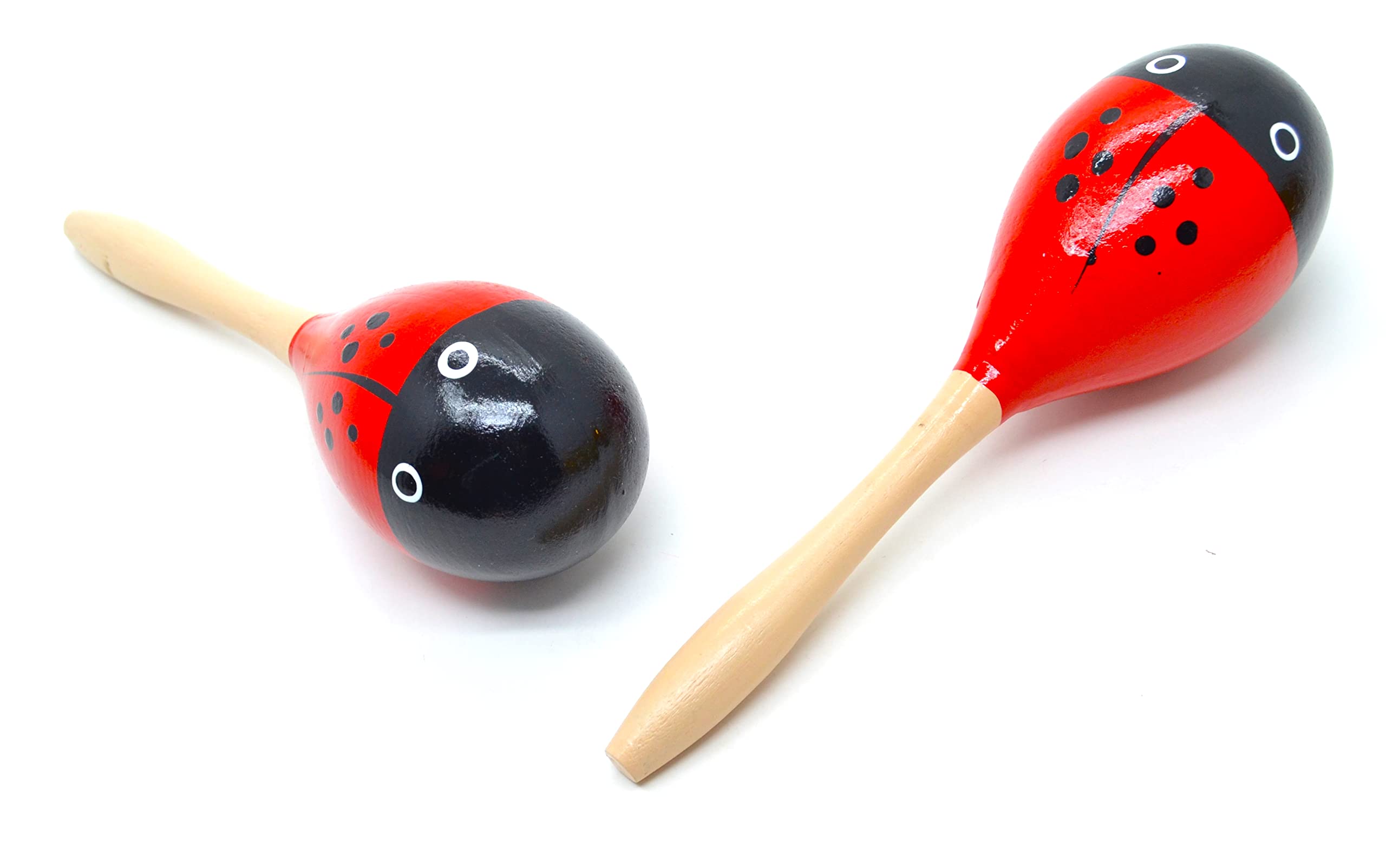 Adult Maracas 1 Pair Red Ladybug Spanish Maracas Red Polka Dot Colour Traditional Spanish Colors Rumba Stirrers Hand Percussion Musical Instrument Maraca
