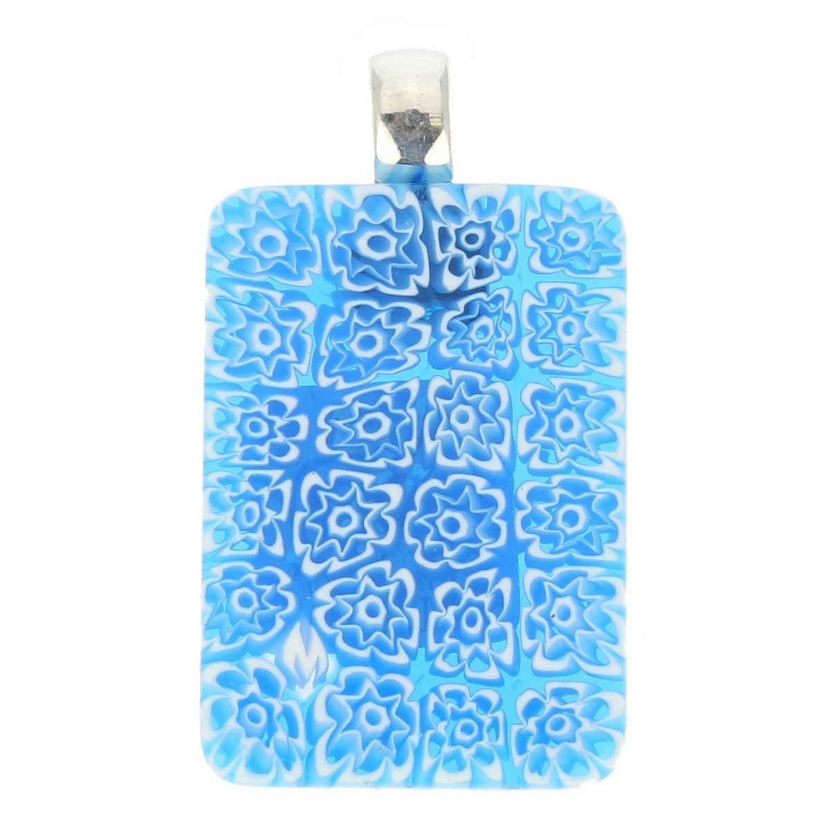 Glass Of Venice Murano Glass Millefiori Pendant Rectangular - Blue