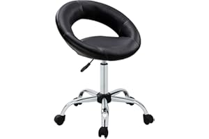 DUHOME Work Stool WY-171XF Crescent Adjustable Swivel Task Chair on Wheels (Black)