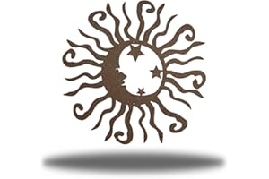 Riverside Designs Wacky Solar Moon Metal Wall Art Steel Outdoor Decor | Heavy-Duty and Waterproof | Made in USA (Rust, 12L x 12W)