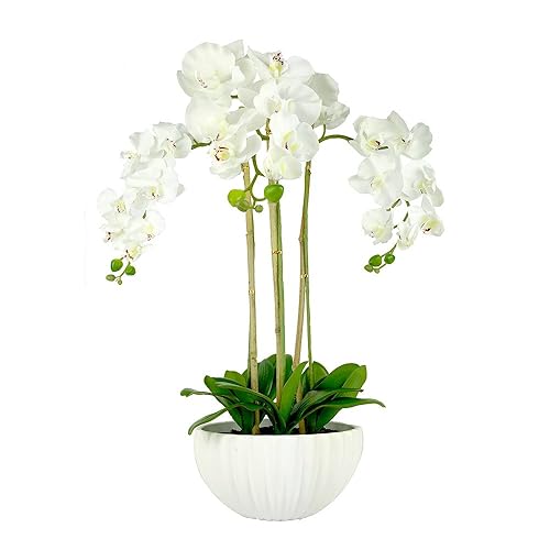 Artificial White Orchid with Brown Ceramic Pot 58 cm Amazon.co.uk