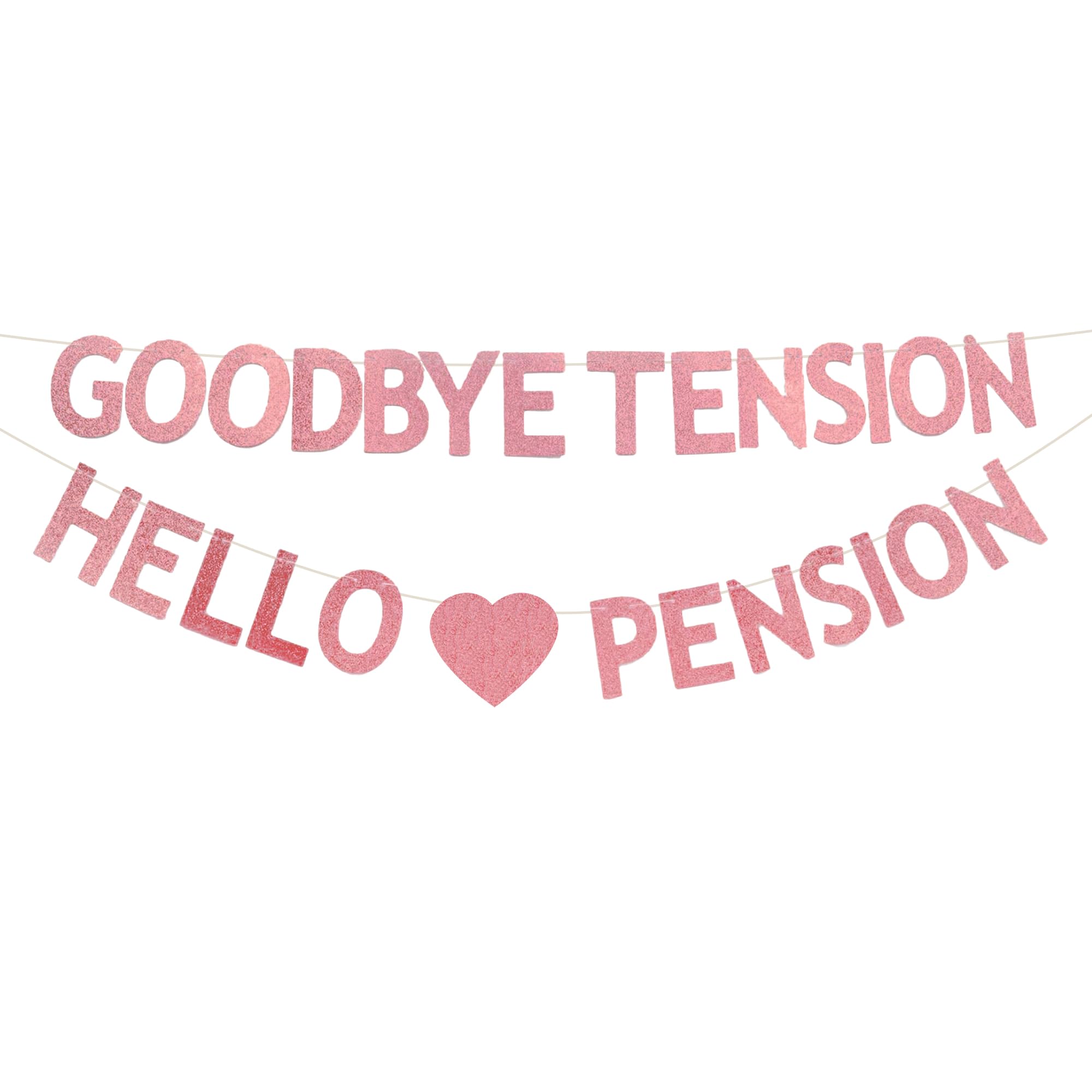 Goodbye Tension Hello Pension Rose Gold Glitter Retirement Party Supplies Happy Retirement Banner Bunting