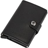 SECRID - Men Mini Wallet Genuine Original Leather RFID Safe Card Case for max 12 cards (Crisple Black)