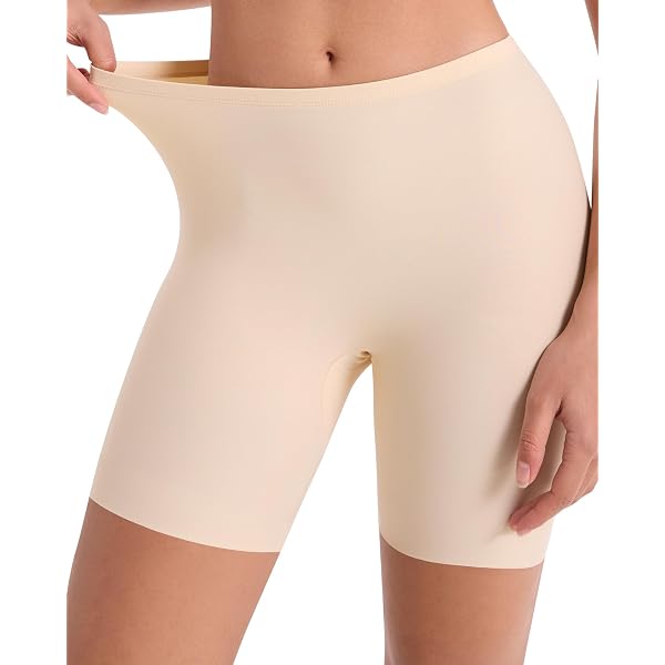 WOWENY Anti Chafing Slip Shorts for Under Dresses Seamless Underwear for  Women Thigh Bands Boy Shorts(Black, XS) at Amazon Women's Clothing store