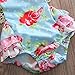 Canis Baby Girls' Full Flower Print Buttons Ruffles Romper Bodysuit with Headband (80(6-12M), Blue(no Headband))