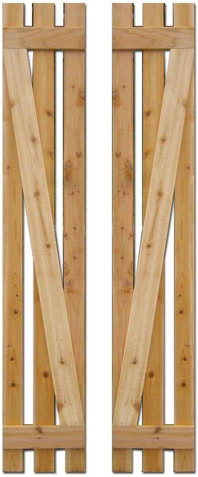 Baton Spaced Z Board and Batten Shutters 12 in. x 60 in. (Natural Cedar) Pair