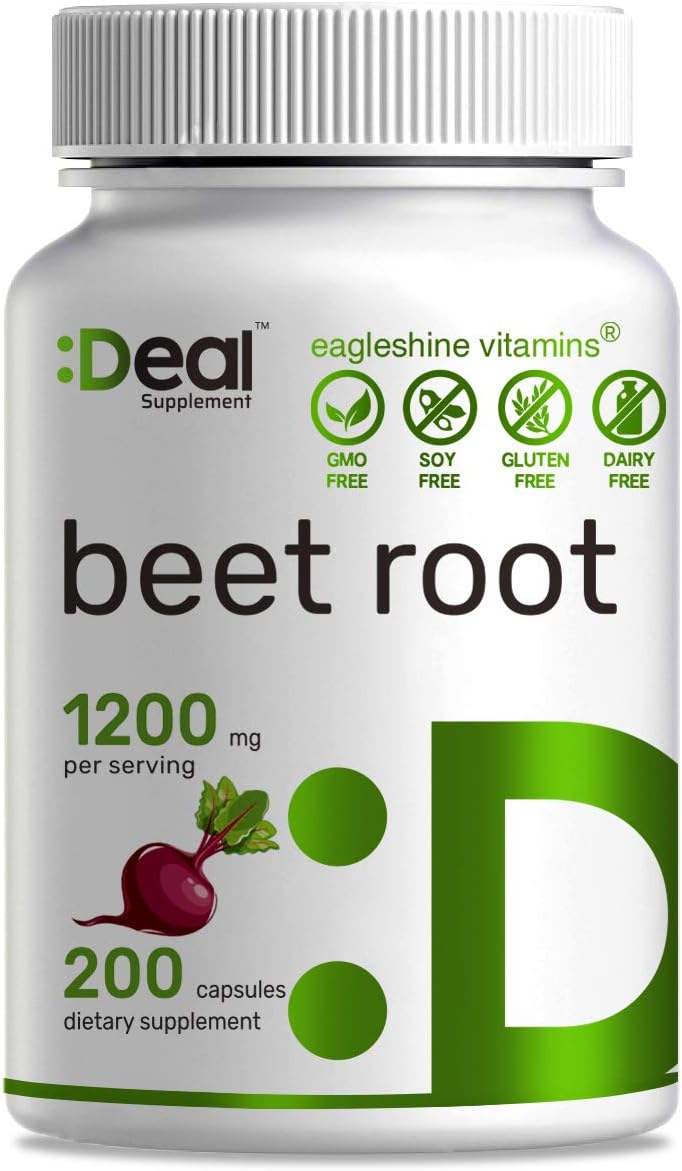 Deal Supplement Beet Root Capsules,1200mg Per Serving, 200 Count