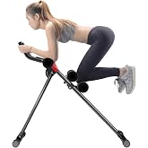 Abdominal Machine for Home Workout, 5-Level Adjustable Ab Trainer with LCD Monitor, Dual-Track Foldable Ab Workout Equipment for Core Strengthening and Full Body Exercise