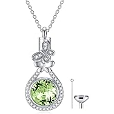AOBOCO Butterfly Urn Necklace for Ashes 925 Sterling Silver Butterfly Cremation Jewelry Memorial Keepsake Pendant with 12 Months Birthstone Crystal from Austria