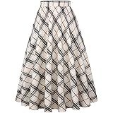 Wincolor Women's High Waisted Wool Blend Plaid Checked Front Slit