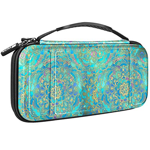 Fintie Carry Case for Nintendo Switch – [Shockproof] Hard Shell Protective Cover Portable Travel Bag w/10 Game Card Slots, Inner Pocket for Nintendo Switch Console Joy-Con & Accessories,Shades of Blue