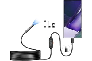 DEPSTECH 5.0MP USB Endoscope, Type-C UHD Inspection Camera, 8.5mm Scope Camera with IP67 Waterproof Borescope Cable, 6 Adjustable LED, Compatible with Android(OTG) Phone, Windows, MacBook PC -16.5ft