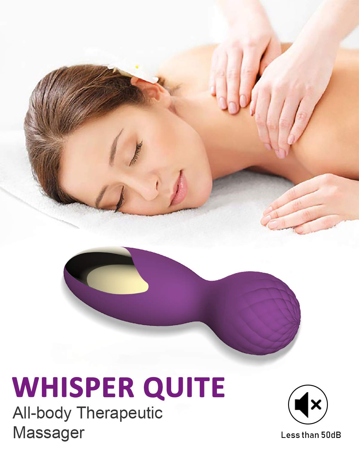 Mini Wand Massager - BOMBEX Mini Q, Rechargeable Handheld Massage Wand, 12X Speeds Cordless Portable Deep Tissue Massager for Back Neck Shoulder, Sports Recovery (Charming Purple)