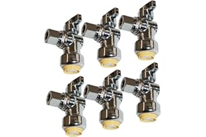 HQMPC Push Fit Angle Stop Valve 1/2" Push-fit x 3/8" OD Compression Brass Angle Stop Valve Shut Off Valve Angel Stop Valve Compression And Pex Connect No Pb(6 Pack)