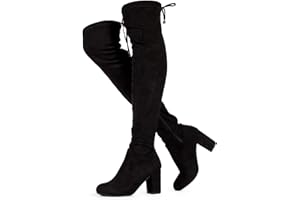 RF ROOM OF FASHION Chateau Women's Over The Knee Block Heel Stretch Boots (Regular & Wide Calf)