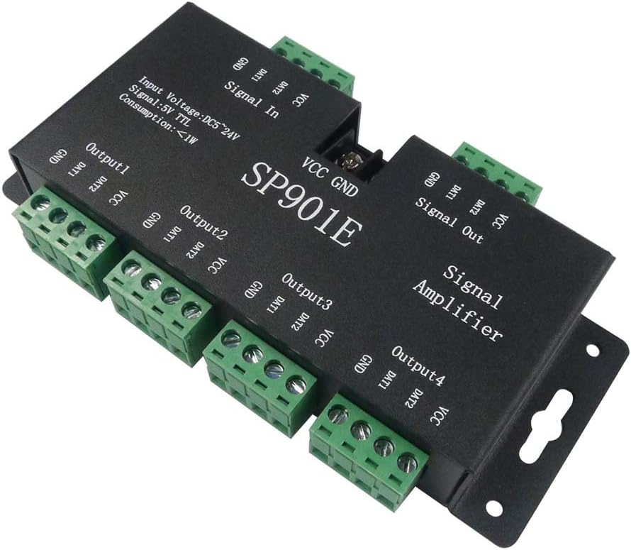 Nagulagu SP901E LED Signal Amplifier SPI Output Signal 4 Control Group Amplifier for WS2811 SK6812 APA102 WS2812B DMX512 LED Strip Module
