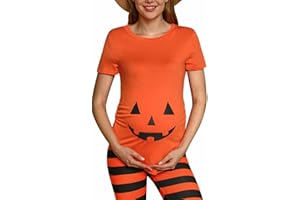 ALIREVERIE Women's Halloween Maternity Short Sleeve Pregnant Shirts S-XXL