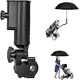 CHENGWEI Heavy Duty Golf Push Cart Umbrella Holder, 180° Adjustable Aluminium Alloy Base Strong Windproof, Universal Umbrella Attachment Stand for Stroller, Golf Cart, Wheelchair, Bike, Beach Chair