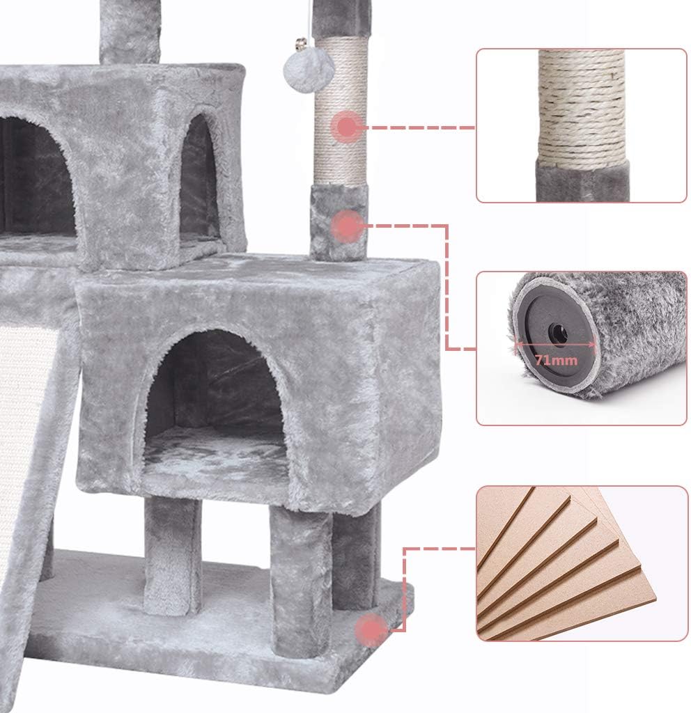 JISSBON Cat Tree Cat Tower with Sisalcovered Scratching Post and