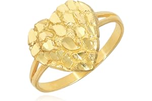WJD EXCLUSIVES 10K Yellow Gold Split Shank Heart Nugget Ring