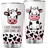 Cute Cow Design 20 Oz Stainless Steel Tumbler For Lovers Farmers And Animal Enthusiasts Funny Farm Themed Travel Mug Insulated Coffee Outdoor Drink Cool Heat Iced Bottle Hot