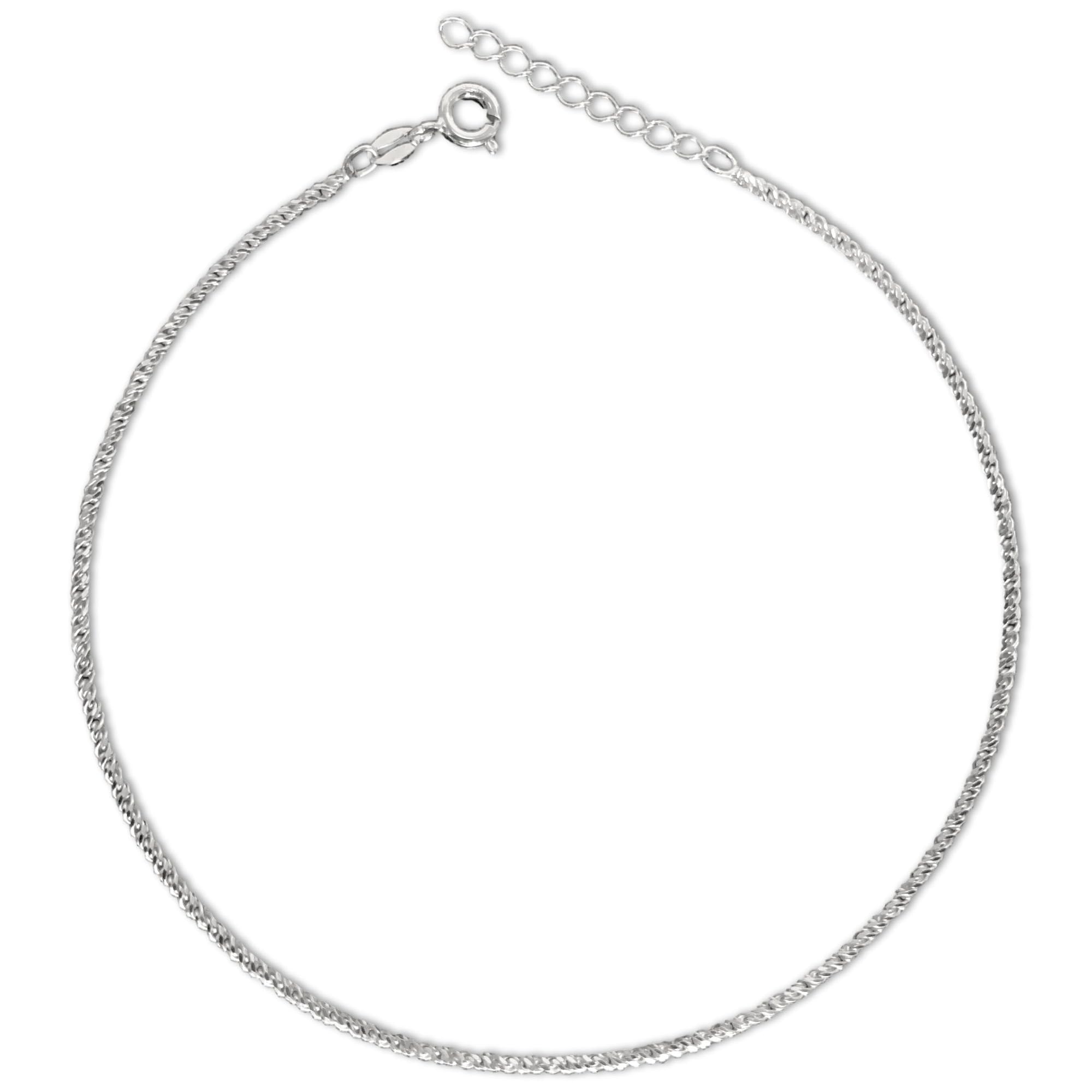 Designer Inspirations Boutique 11 Inch Large Length Twisted Magic Diamond Cut Twister Rope Chain Sterling Silver Anklet/Ankle Bracelet/Ankle Chain - Adjustable 10" +1" Inch Extender / 24 to 28 cm