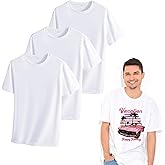 SECIVLOT 3 PCS Unisex Sublimation Blank T-Shirt for Adult White Polyester Shirts Crew Neck Short Sleeve for Men/Women