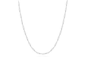 Waitsoul 925 Sterling Silver Singapore Chain Lobster Clasp Paperclip Necklace for Women Sparkling Chain 2mm2.5mm3mm4mm5mm Gifts for Her