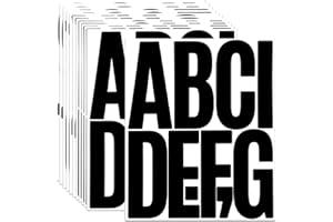 CMBBZZY 5 Inch Letter Stickers, 122 Pieces Self Adhesive Alphabet Number Sticker for Mailbox, Door, Truck and Outdoor, Waterproof Sticky Vinyl Symbol Stickers for DIY(12 Sheet Black)