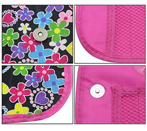 KINGSEVEN Crochet Hook Pouch Travel Knit Crocheting Needles and Accessories Case Holder Organizer Bag Flowers - Thumbnail 2