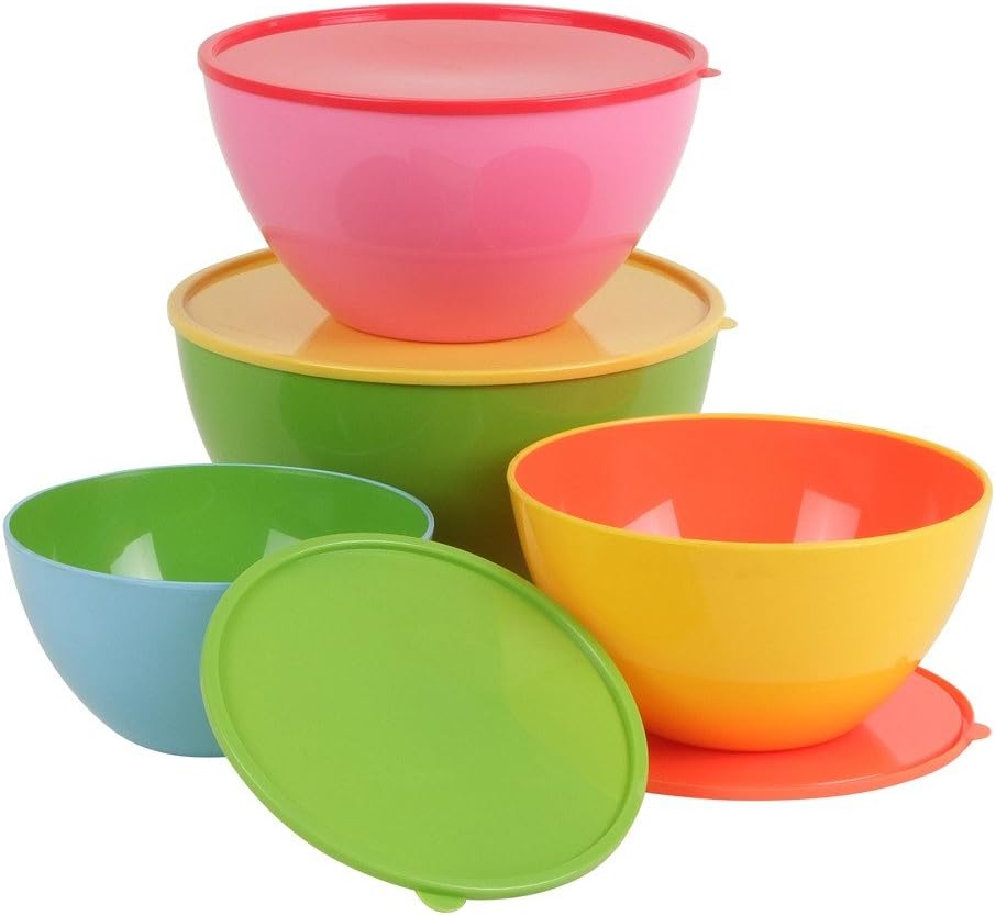 Salad Bowl Set of 4 Plastic Mixing Bowl with Lid Cook Bowl/Fruit Bowl Amazon.co.uk Kitchen & Home