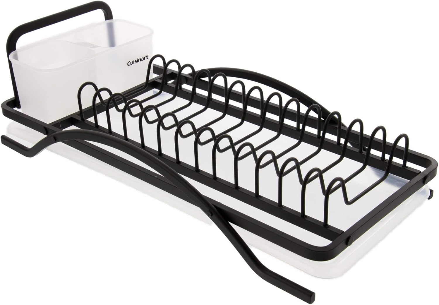 Cuisinart Aluminum Rust Proof Dish Drying Rack &ndash; Includes Wire Dish Drying Rack Removable Draining Tray and Utensil Caddy, Kitchen Counter Organizer- Compact- Black