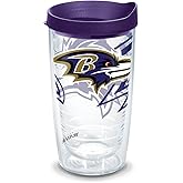 Tervis NFL Baltimore Ravens Genuine Tumbler With Lid, 16 oz, Clear