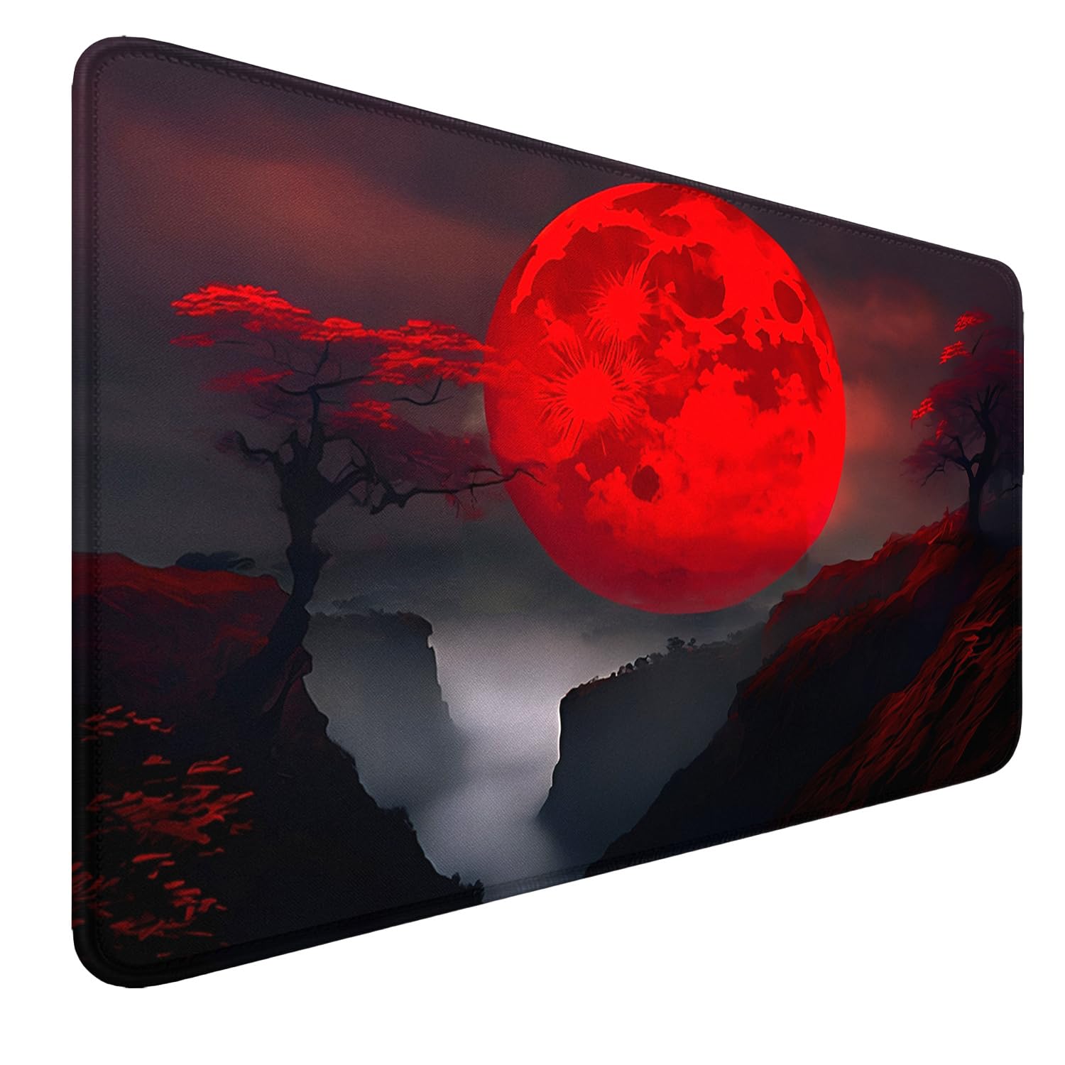 MTG Playmat with Zones Stitched Edges, Non-slip Rubber Bottom MTG Playmats, Smooth Rubber Surface Battle TCG Playmat 24" x 14" Halloween Mouse Pad MTG Mats+ Storage Bag