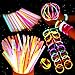 UNOMOR Glow Sticks for Party Supplies, 200 8’’ Glow Sticks with Glow Necklaces for Glow in Dark Party favors with 275 Connectors and Instruction (7 Colors Total 475 PCs)