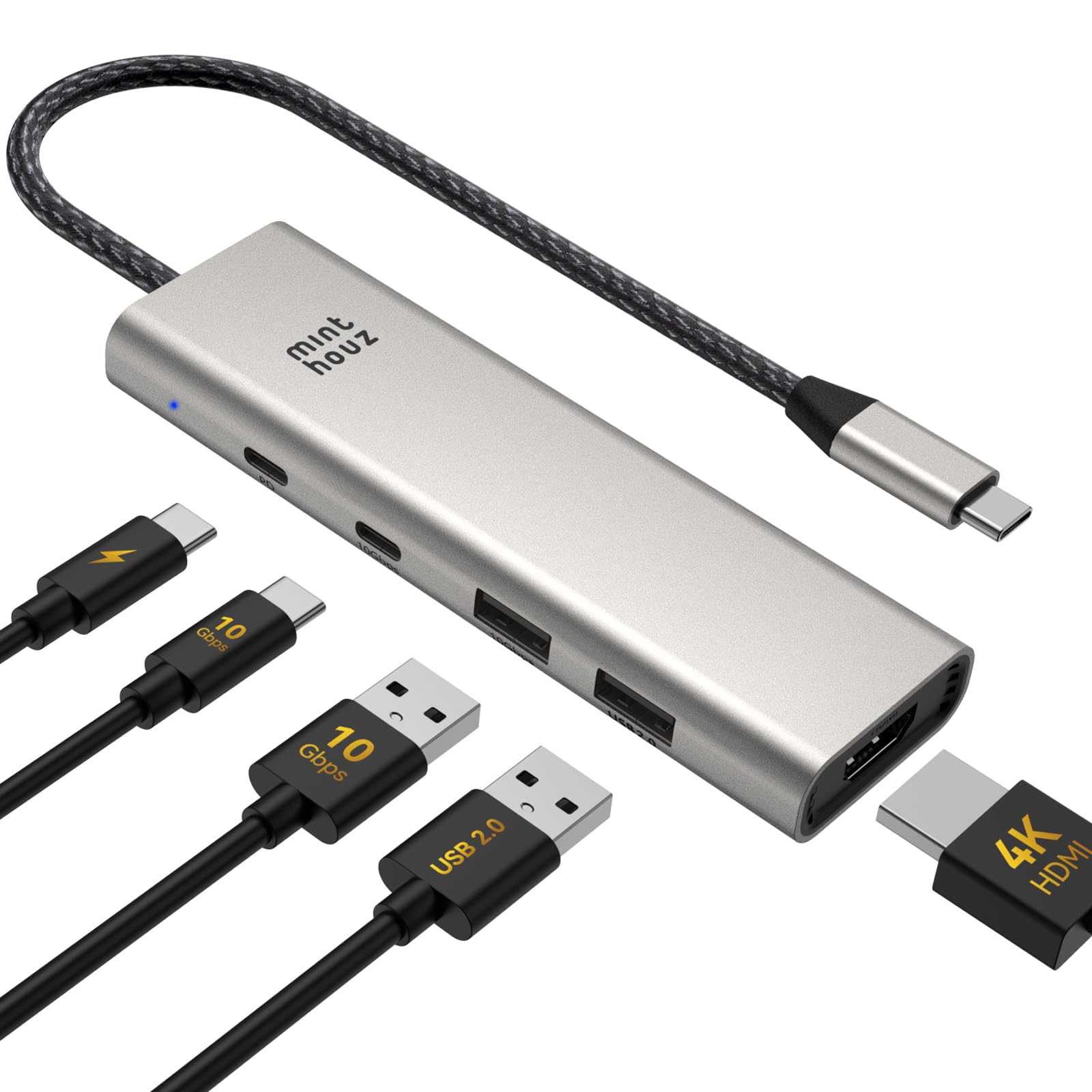 Photo 1 of Minthouz USB C Hub,4K@60Hz HDMI Multiport Adapter 5-in-1 USBC to HDMI Splitter with 125W PD/10Gpbs USB-A Data Ports/USB C Dongle,USBC Splitter Multiport Adapter for MacBook Pro/Air, iMac