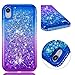 Tznzxm iPhone XR Case New Glitter Floating Flowing Flexible TPU Gradient Quicksand Series Anti-Scratch Shockproof Bling Diamond Sparkly Defender Protective Case for Apple iPhone XR Blue & Purple