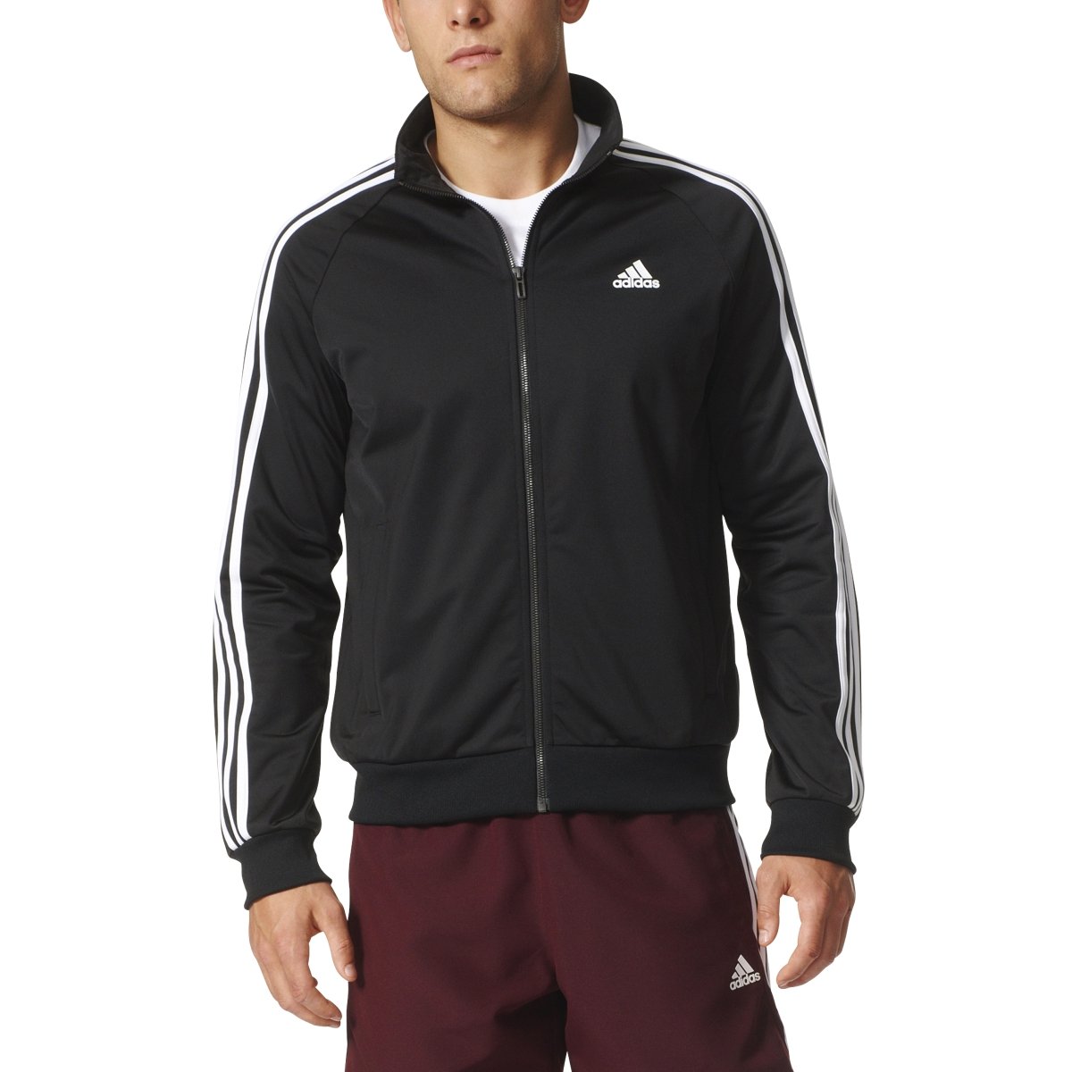adidas Men's Big & Tall Essentials 3Stripes Tricot Track Jacket Black