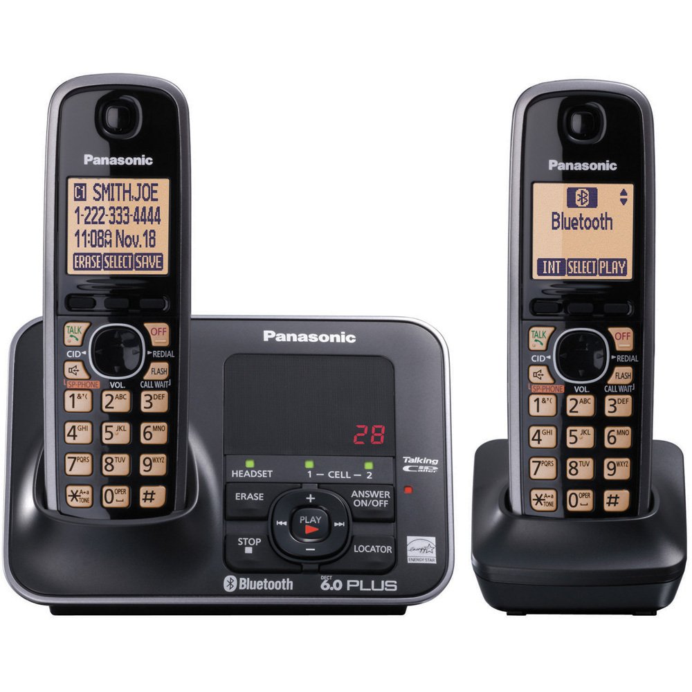Amazon.com: Panasonic KX-TG7622B DECT 6.0 Link-to-Cell via Bluetooth  Cordless Phone, Black, 2 Handsets: Electronics